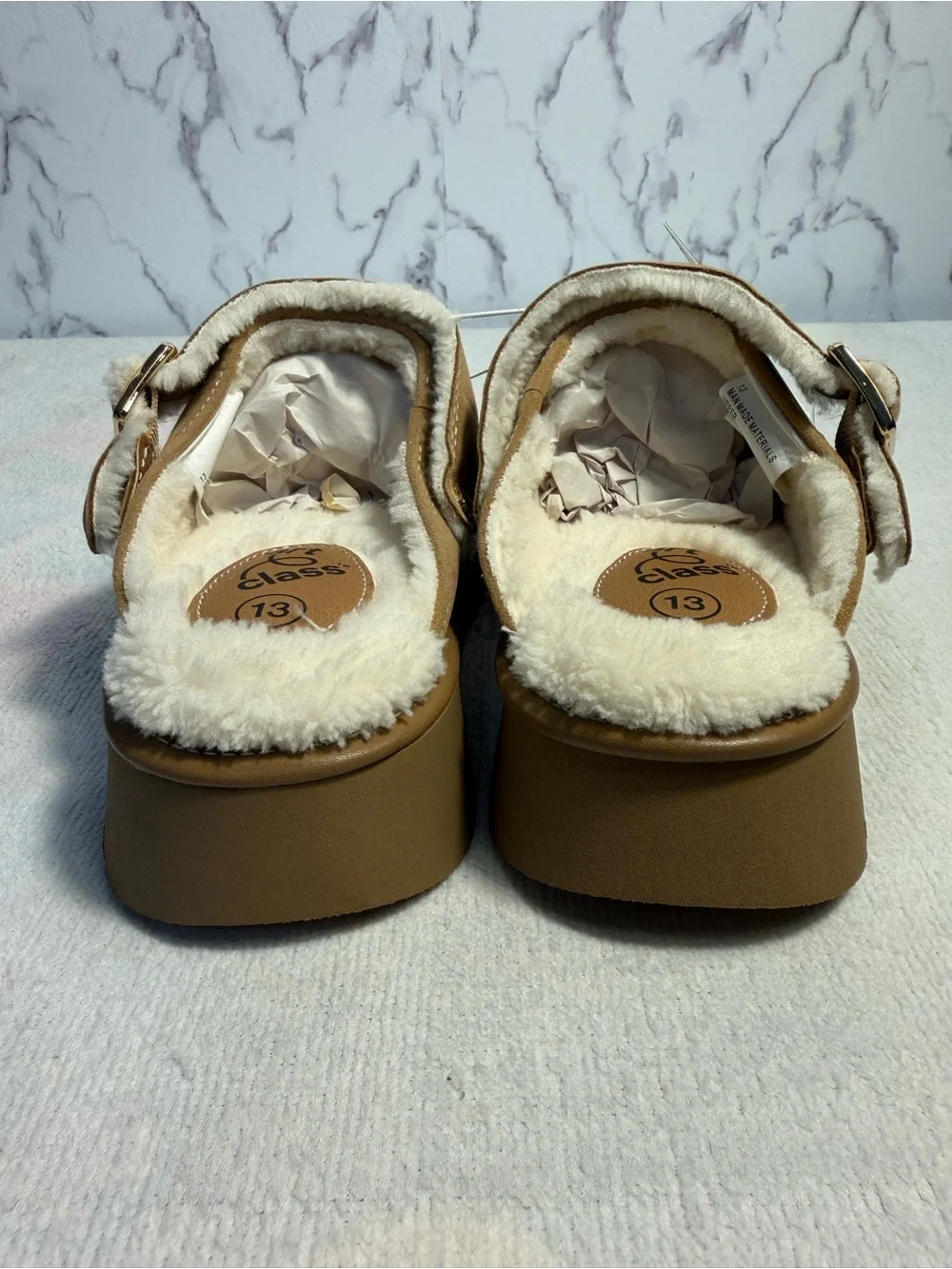 Art Class Kids Paisley Cozy Clogs Size 13 Tan/Cream